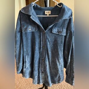 BiBi Blue Corduroy Button-Up Shacket